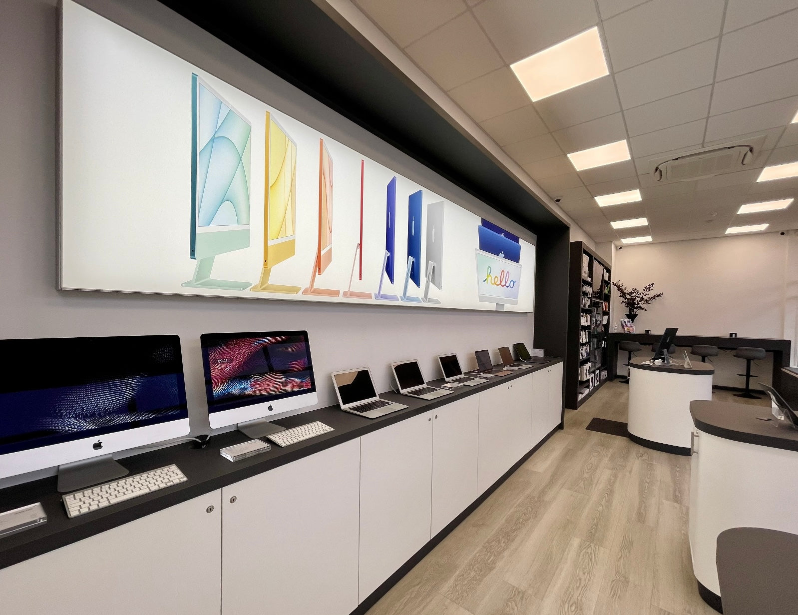 Interior of TekStore showcasing new and refurbished Apple products in Cornwall