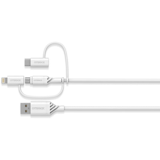 OtterBox 3in1 USBA-Micro/Lightning/USBC cable, Cloud Dream White