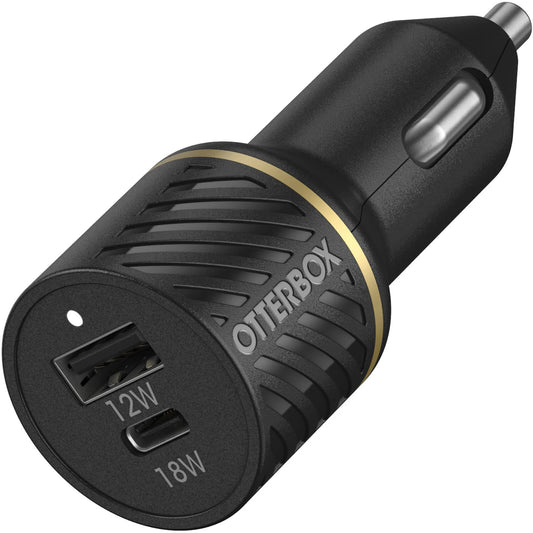 OtterBox Car Charger 30W - USB-C 18W + USB-A 12W USB-PD, black